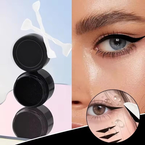 Αδιάβροχα στένσιλ σιλικόνης με φτερωτό eyeliner & διπλή στάμπα κάτω βλεφαρίδων – Lazy 1