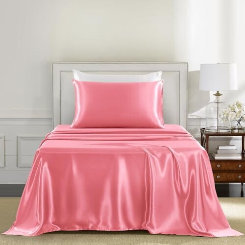 Ensemble de draps en satin complet – Draps de lit 4 pièces en polyester 1