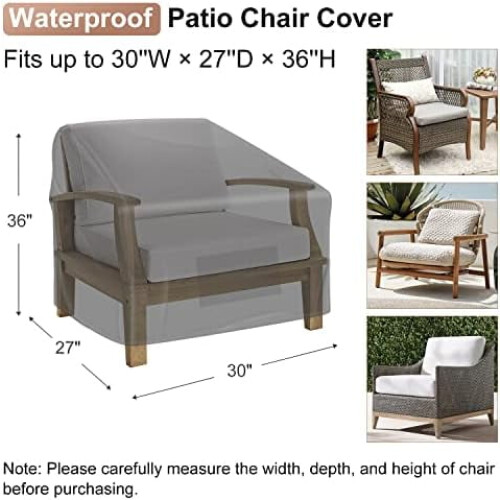 Capa impermeável e resistente para cadeira de jardim, 76 x 69 x 91 cm (30 x 27 x 36 polegadas), pacote com 2 unidades. 1