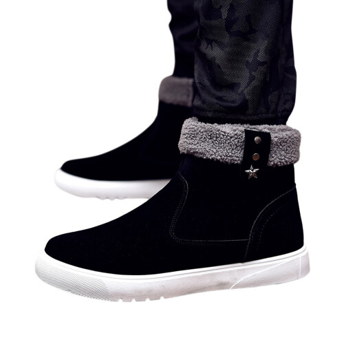 Men's High Top Side Zipper Snow Boots Black Size 9 2