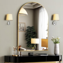 EDX arched wall mirror gold aluminum frame 26x38 inch