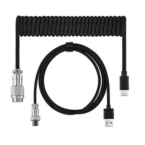 Καλώδιο πληκτρολογίου USB, μαύρο σπειροειδές πληκτρολόγιο, καλώδιο USB τύπου C,