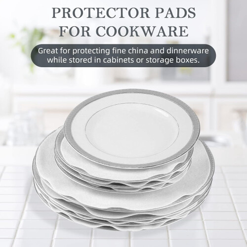 Felt Plate Storage Dividers (48 pcs, 3 sizes), Grey – Compatible with standard cookware 1