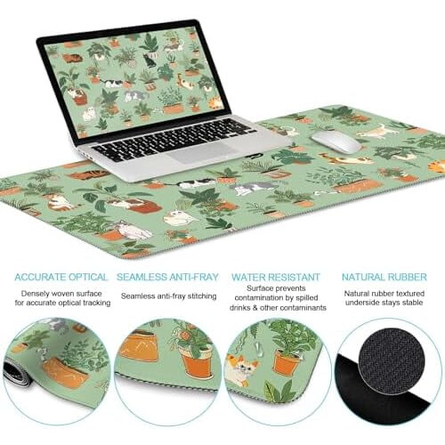 Σετ XXL Πράσινο Εργονομικό Mouse Pad με Στήριγμα Καρπού, Υποστρώμα Πληκτρολογίου & 1