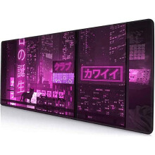 Gamingmuismat, grote anime-muismat voor op het bureau, muismat met antislip rubberen onderkant, toetsenbord-muismat met gestikte randen, 31,5 x 11,8