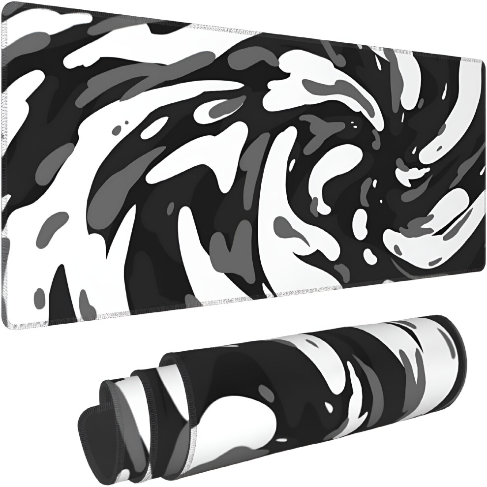 & Topographic Xl Gaming Mouse Pad 31.5X11.8", Non-Slip Rubber Base, Compatible With All Mice Black/White 9557311254833
