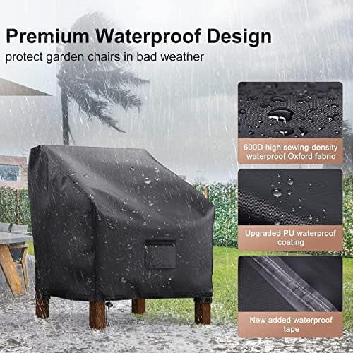 Capa impermeável e resistente para cadeira de jardim, 76 x 69 x 91 cm (30 x 27 x 36 polegadas), pacote com 2 unidades. 2
