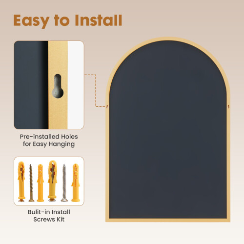 EDX arched wall mirror gold aluminum frame 26x38 inch 1