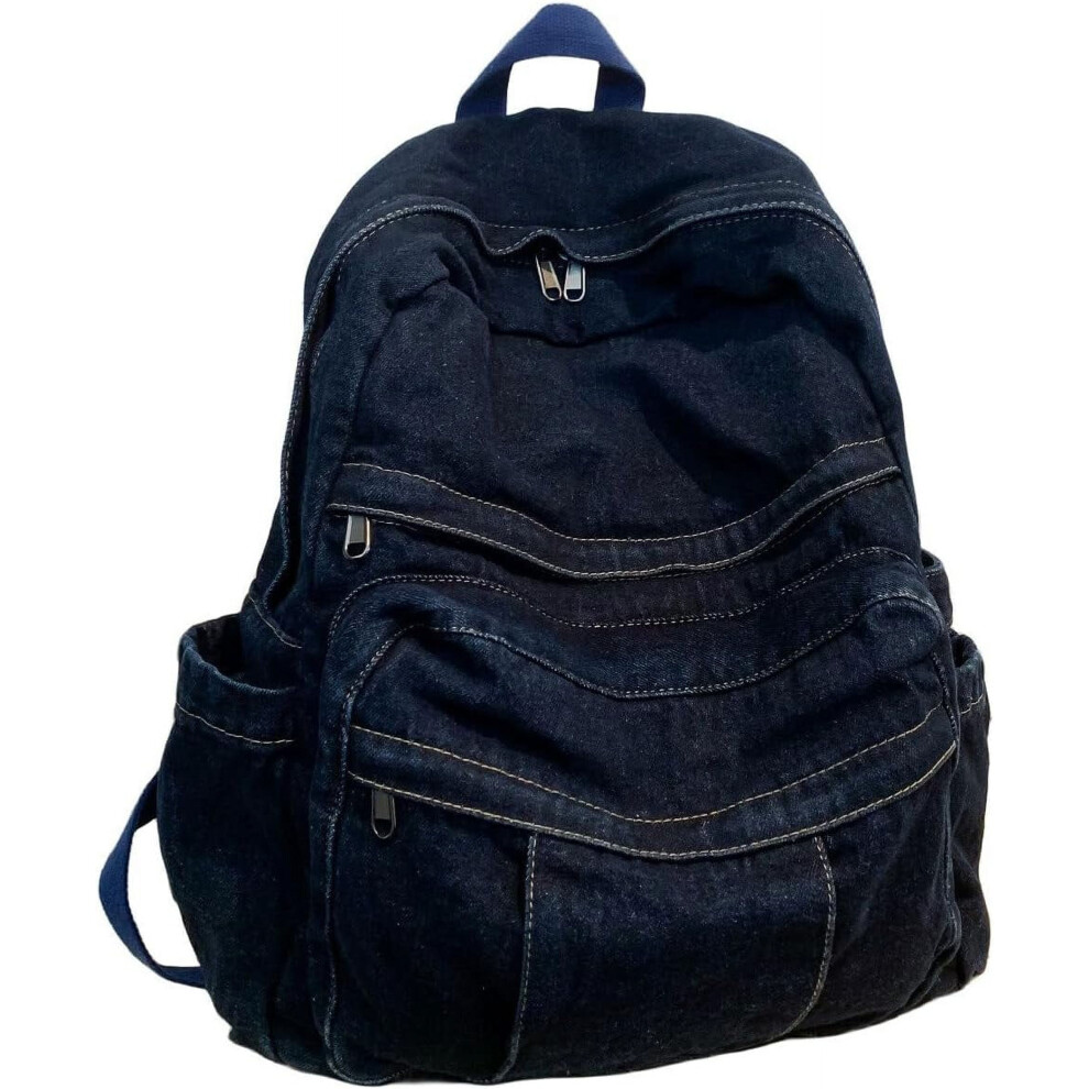Vintage Denim Laptop Backpack Casual Canvas Daypack Handbag Purse Lightweight Rucksack Shoulder Bag 9557311255380