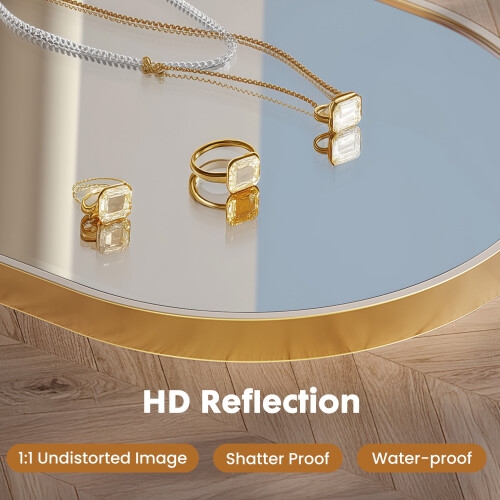 EDX arched wall mirror gold aluminum frame 26x38 inch 2