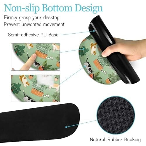 Σετ XXL Πράσινο Εργονομικό Mouse Pad με Στήριγμα Καρπού, Υποστρώμα Πληκτρολογίου & 2