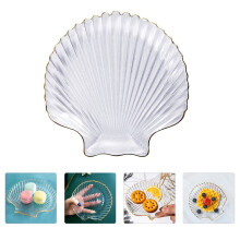 1 assiette à petit-déjeuner créative en verre en forme de coquillage, assiette à salade de fruits