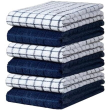 Bumble Kitchen Towels | 100% Cotton Dish Towels with Hanging Loop | 16"x 28" | 380GSM | Absorbent Kitchen Towel Set | 6 Pack, Navy