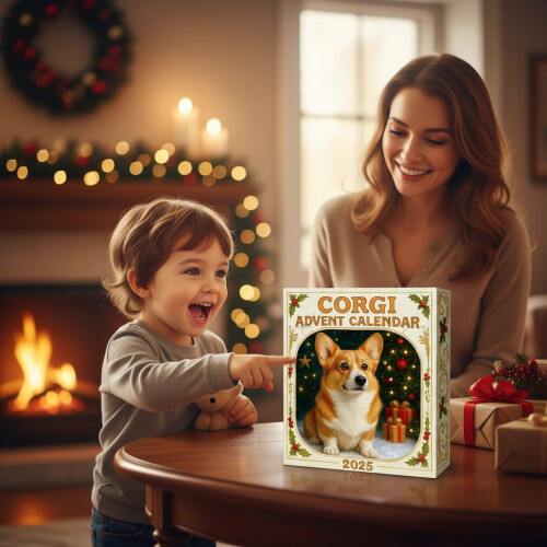 Ημερολόγιο Advent Corgi με 24 δώρα στο εσωτερικό, Χριστουγεννιάτικο ημερολόγιο