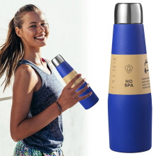 Tragbare Sport-Vakuumflasche aus Edelstahl, 532 ml, doppelwandig, schmale Öffnung, für kohlensäurehaltige Getränke, auslaufsicher, hält 12