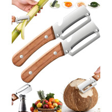 Épluche-légumes avec manche en bois et ouvre-bouteille