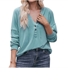 Blusas de poliéster de manga larga para mujer, blusas elegantes de manga larga con cuello en V, blusas casuales para mujer.