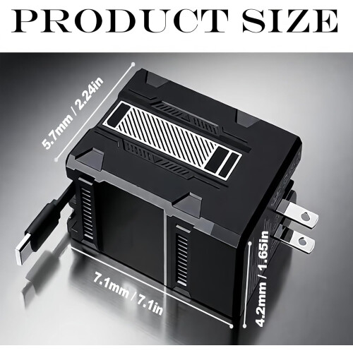 Carregador rápido 2 em 1 de 120 W com módulo retrátil e 1