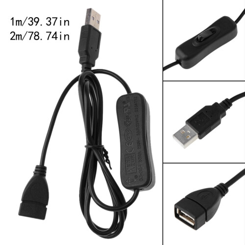Καλώδιο επέκτασης USB αρσενικό σε θηλυκό με διακόπτη ON/OFF για φορτιστή γραμμής 1