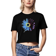 Trendiges, bauchfreies Crop-Top mit Blumenmuster für Damen – sexy Tops mit freiem Bauchnabel, Übergrößen XS-XL, bequeme Baumwoll-Basics