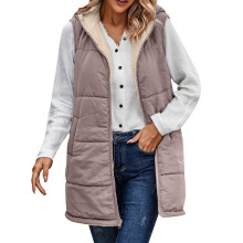 Damenjacke Herbst 2023, Wendeweste, ärmellose Fleecejacke, langer, warmer Wintermantel mit Reißverschluss