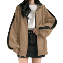 Womens Zip Up Hoodie Fashion Oversized Plain Hoodies Comfy Plus Size Sweatshirts Cute Jackets for Teen