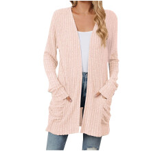 Cárdigan de crochet para mujer, suéter abierto, kimono cómodo, cárdigan con bolsillos, 2024, cárdigan casual y cómodo.