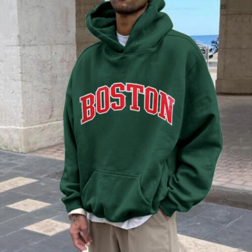 Νέα φούτερ για άνδρες με γράμματα, κουκούλα, μακρυμάνικο, φούτερ με κουκούλα, 1