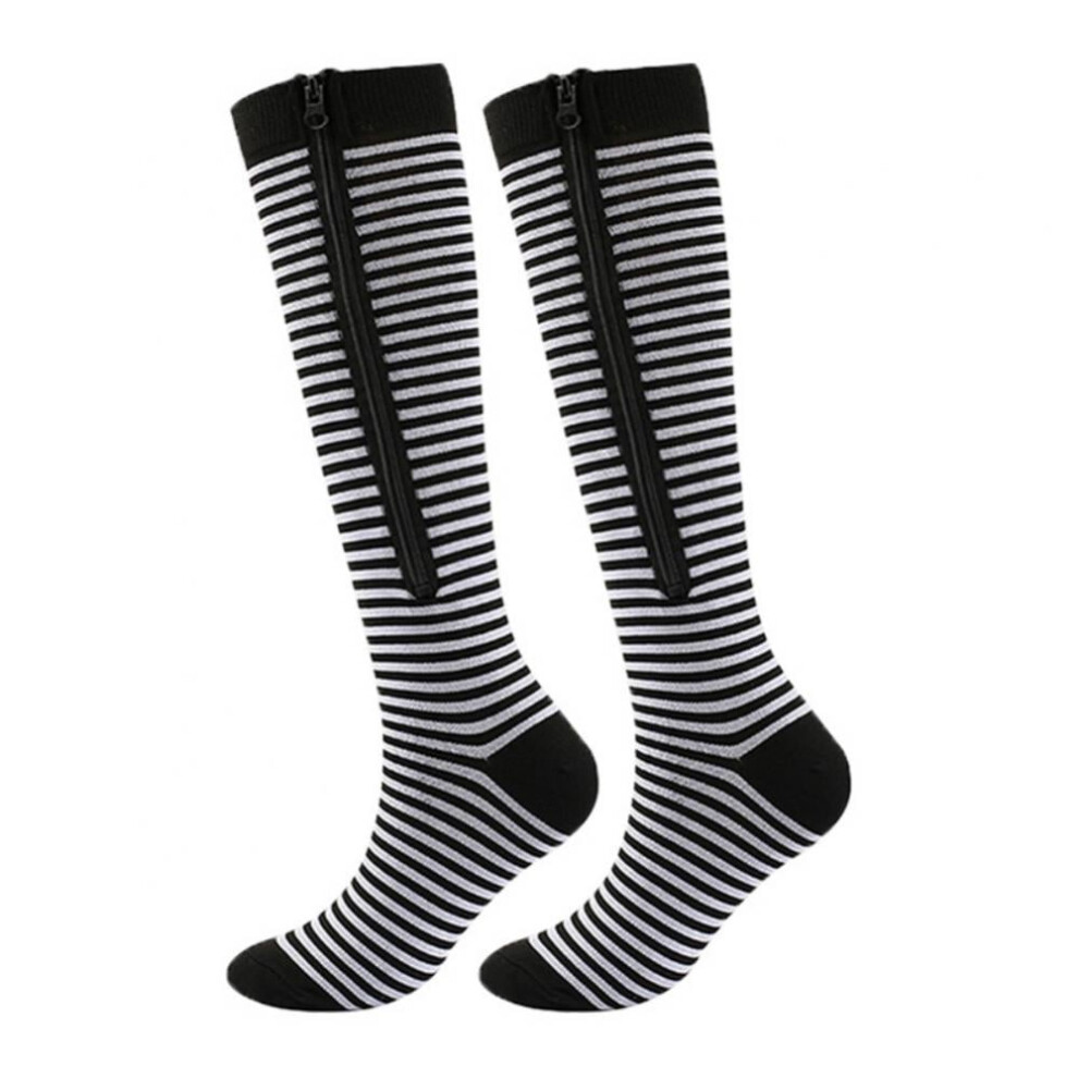 Gray Zipper Compression Socks Men & Women - 1 Pair Of Closed Toe Compression Socks Knee High 2XL
