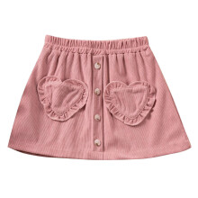 Casual zomerrokje voor meisjes, effen kleur met elastische taille en hartvormige zakjes, roze, maat 2-3 jaar
