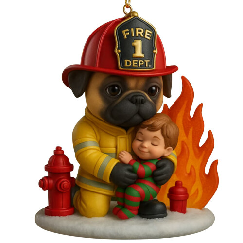 Ornement et statue de Noël de pompier 2025