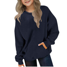 Kinderpullover met ronde hals, geschikt voor peuters, meisjes en jongens. Modieuze trui met lange mouwen en ronde hals, met kleurverloop en zakje.