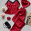 Damen-Freizeitpyjama-Set mit kurzen Ärmeln, Rot, XL 5