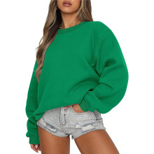 Damen Langarm-Sweatshirt, lässiger Rundhalsausschnitt, lockerer Schnitt, Pullover-Hoodie aus Fleece, Herbstoberteil