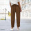 Women's Casual Solid Pants Elastic Waist Straight Leg with 7