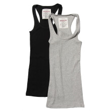 Camisetas sin mangas de algodón con espalda cruzada y canalé para mujer y tallas grandes.