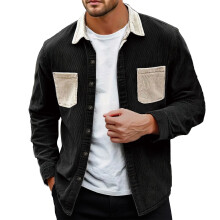 Herrenbluse im Patchwork-Stil mit Knopfrevers