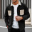 Blusen mit Patchwork-Farbdesign, Knopfleiste am Revers, Herrenoberteile 2