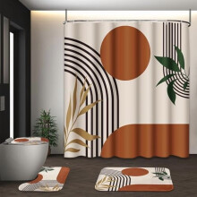 Ensemble rideau de douche bohème avec couvre-toilettes et tapis