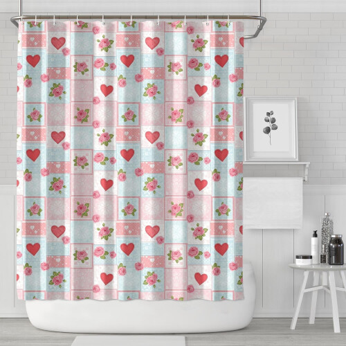 Αδιάβροχη κουρτίνα ντους με floral εκτύπωση 72"x84" με 12 γάντζους