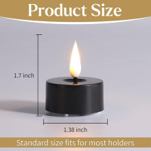 JINYUN - Candele tealight a LED senza fiamma nere con timer, candele votive tremolanti a batteria, set da 12