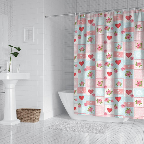Αδιάβροχη κουρτίνα ντους με floral εκτύπωση 72"x84" με 12 γάντζους 1
