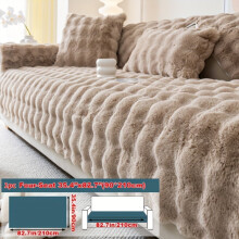 Pluche bankhoes van imitatiebont, warme, huisdiervriendelijke, antislip bankbeschermer voor fauteuils tot 4-zitsbanken, machinewasbaar – compatibel