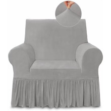 Lichtgrijze stretch fauteuilhoes – 1 stuk