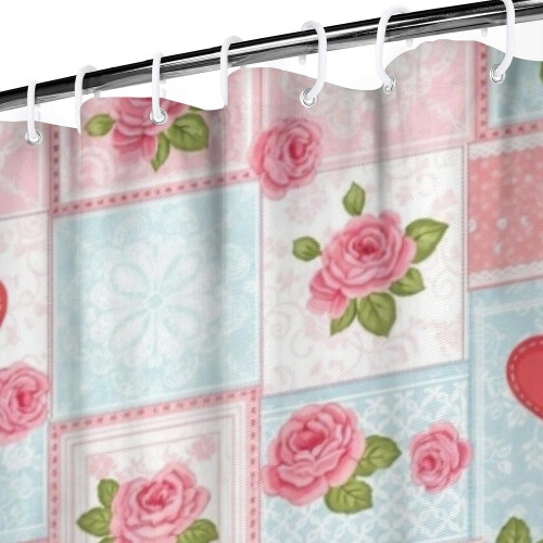 Αδιάβροχη κουρτίνα ντους με floral εκτύπωση 72"x84" με 12 γάντζους 2