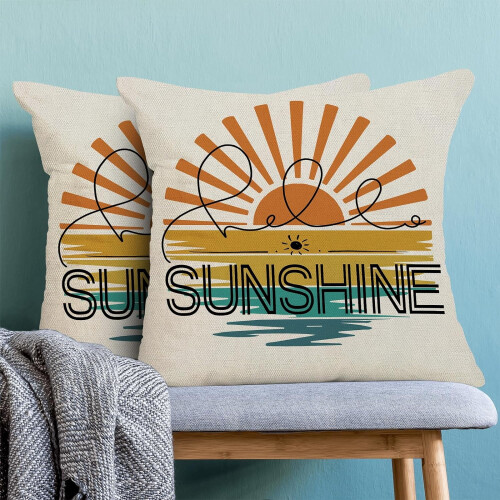 Capas de Almofada de Linho 45x45cm (Pacote com 2) Hello Sunshine 1