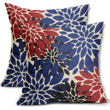Housses de coussin Dahlia rouge, bleu et noir 50 x 50 cm (lot de 2)