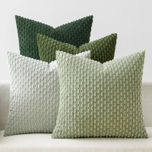 Housses de coussin rayées vert sauge en velours côtelé, 45 x 45 cm, lot de 4