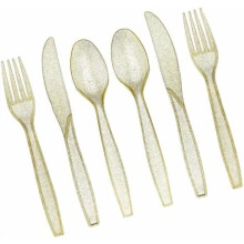 180-Pc Gold Plastic Silverware Set (60 Forks, 60 Knives, 60 Spoons) – Fancy Disposable Flatware for Weddings, Parties, Holidays