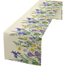 Tischläufer aus Leinen, 13 x 90 Zoll, lila Wildblumenmuster